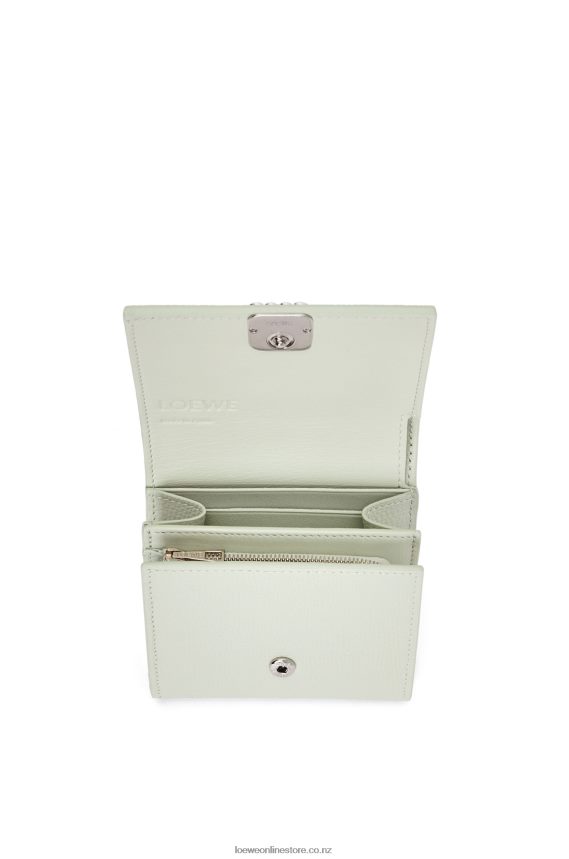 Loewe Women Anagram compact flap wallet in pebble grain calfskin Light Celadon LH60R1233