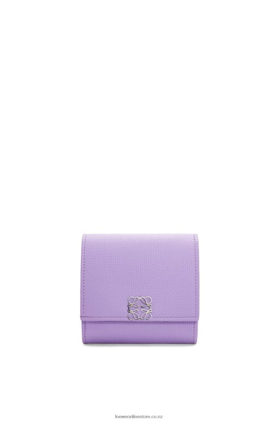 Loewe Women Anagram compact flap wallet in pebble grain calfskin Light Mauve LH60R1236