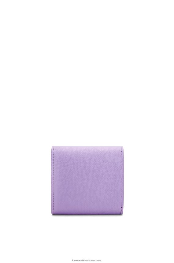 Loewe Women Anagram compact flap wallet in pebble grain calfskin Light Mauve LH60R1236