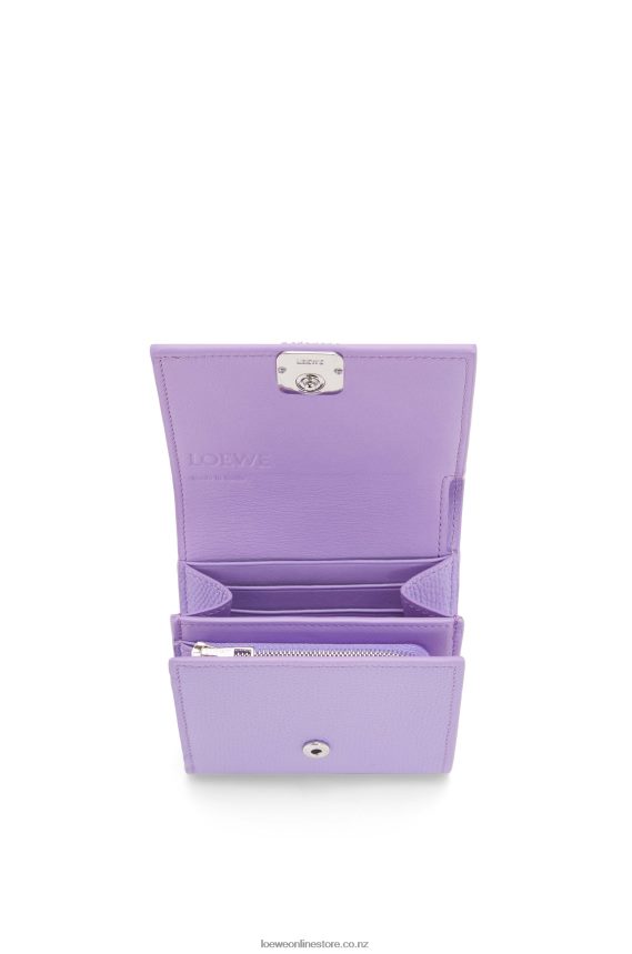 Loewe Women Anagram compact flap wallet in pebble grain calfskin Light Mauve LH60R1236
