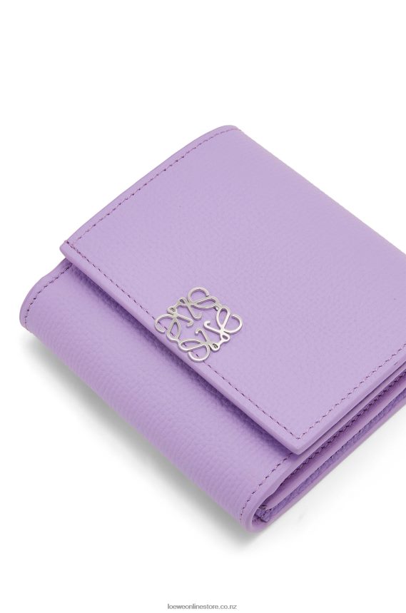 Loewe Women Anagram compact flap wallet in pebble grain calfskin Light Mauve LH60R1236