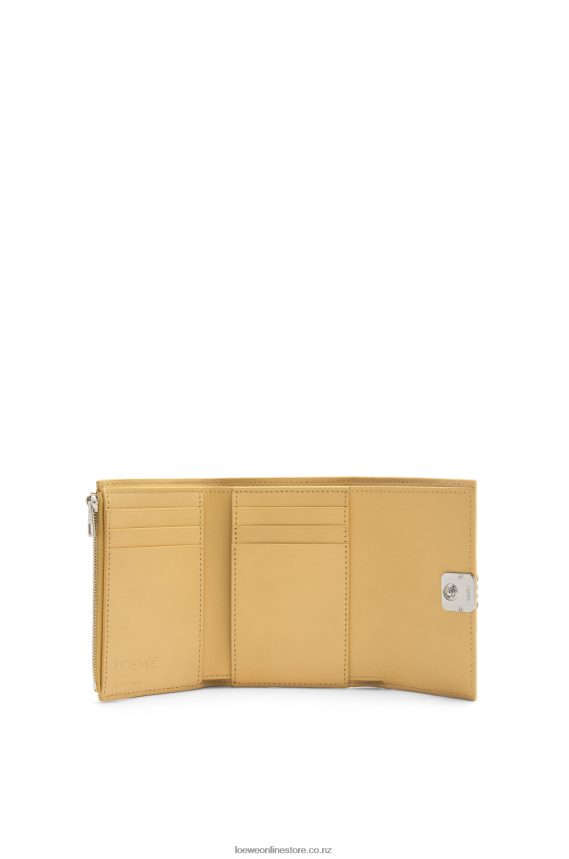 Loewe Women Anagram small vertical wallet in pebble grain calfskin Dark Butter LH60R1264