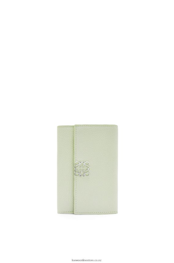 Loewe Women Anagram small vertical wallet in pebble grain calfskin Light Celadon LH60R1234