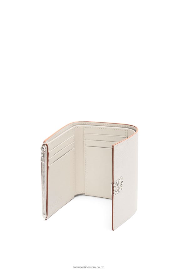 Loewe Women Anagram small vertical wallet in pebble grain calfskin Light Ghost LH60R1218