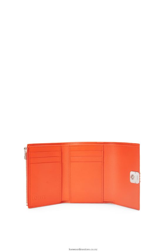Loewe Women Anagram small vertical wallet in pebble grain calfskin Orange LH60R1292