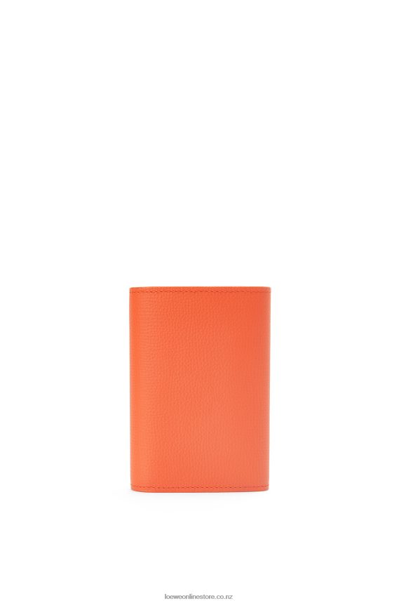 Loewe Women Anagram small vertical wallet in pebble grain calfskin Orange LH60R1292