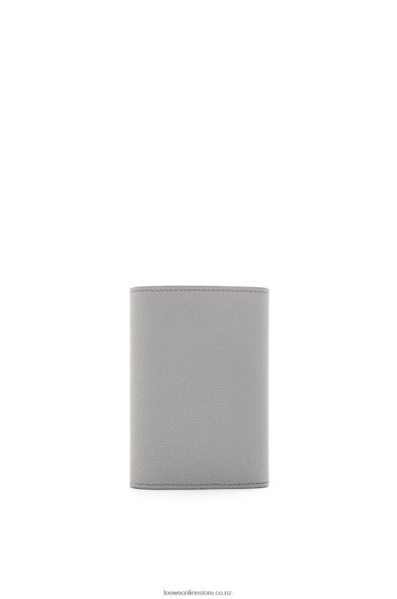 Loewe Women Anagram small vertical wallet in pebble grain calfskin Pearl Grey LH60R1208