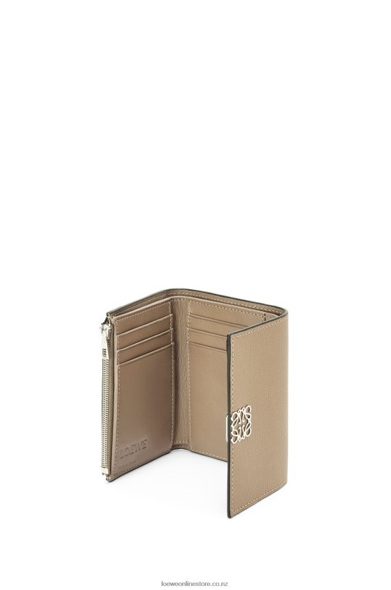 Loewe Women Anagram small vertical wallet in pebble grain calfskin Sand LH60R1216