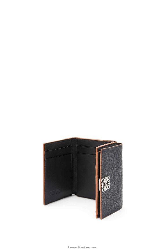 Loewe Women Anagram trifold wallet in pebble grain calfskin Black LH60R1245