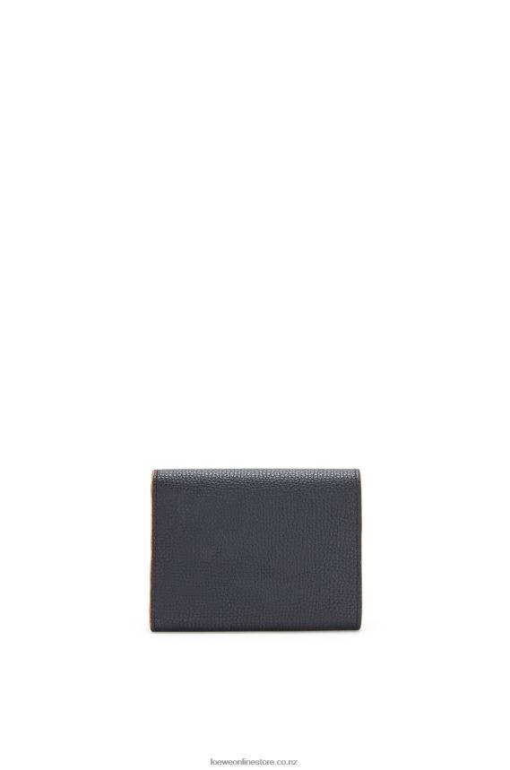 Loewe Women Anagram trifold wallet in pebble grain calfskin Black LH60R1245