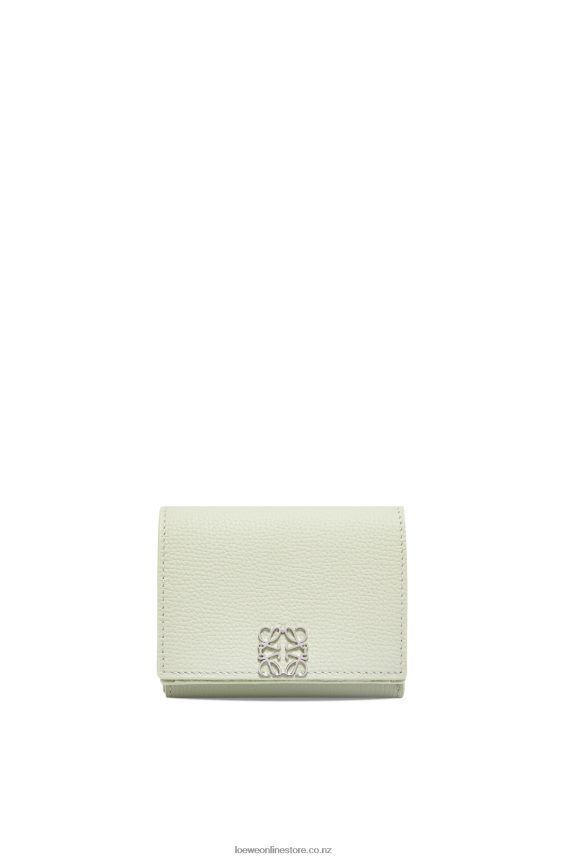 Loewe Women Anagram trifold wallet in pebble grain calfskin Light Celadon LH60R1232