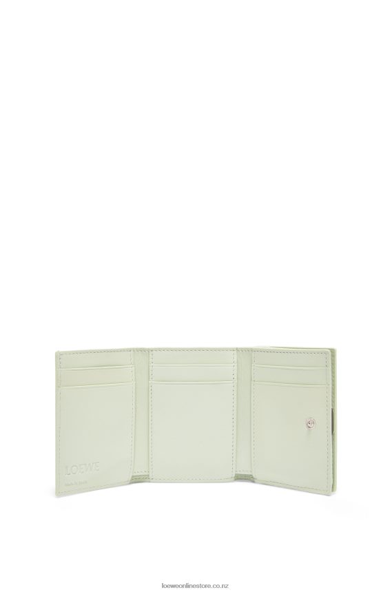 Loewe Women Anagram trifold wallet in pebble grain calfskin Light Celadon LH60R1232