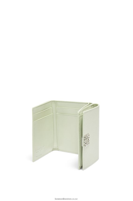 Loewe Women Anagram trifold wallet in pebble grain calfskin Light Celadon LH60R1232