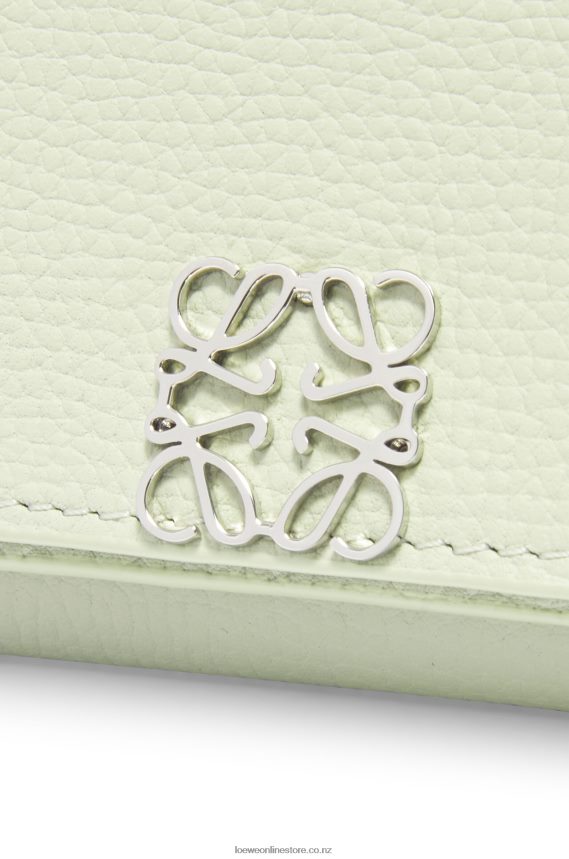 Loewe Women Anagram trifold wallet in pebble grain calfskin Light Celadon LH60R1232