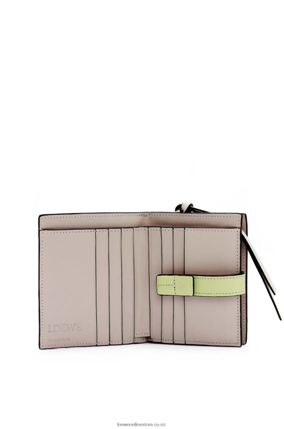 Loewe Women Compact zip wallet in soft grained calfskin Pearl Grey/Light Pale Green LH60R1253