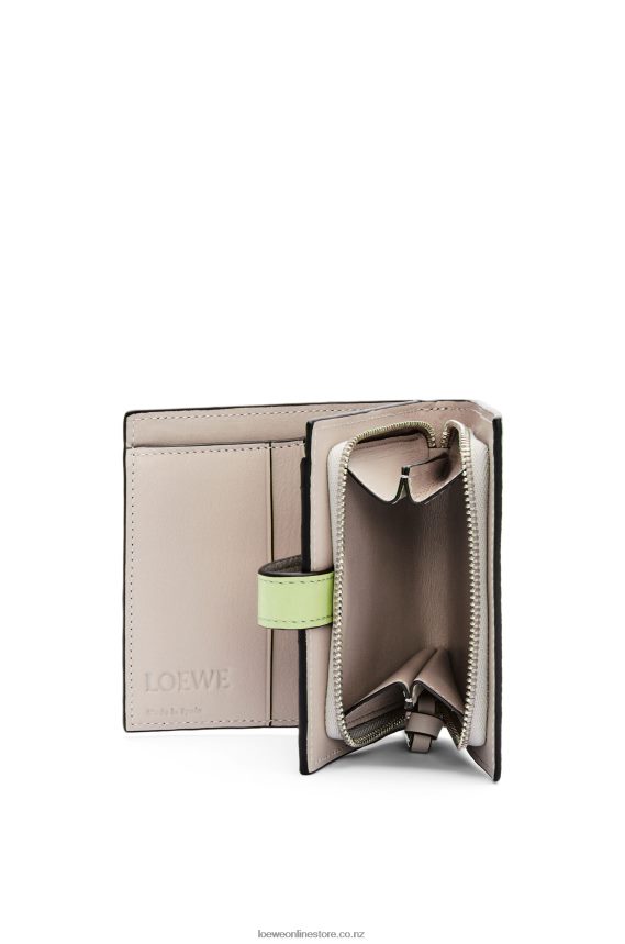 Loewe Women Compact zip wallet in soft grained calfskin Pearl Grey/Light Pale Green LH60R1253