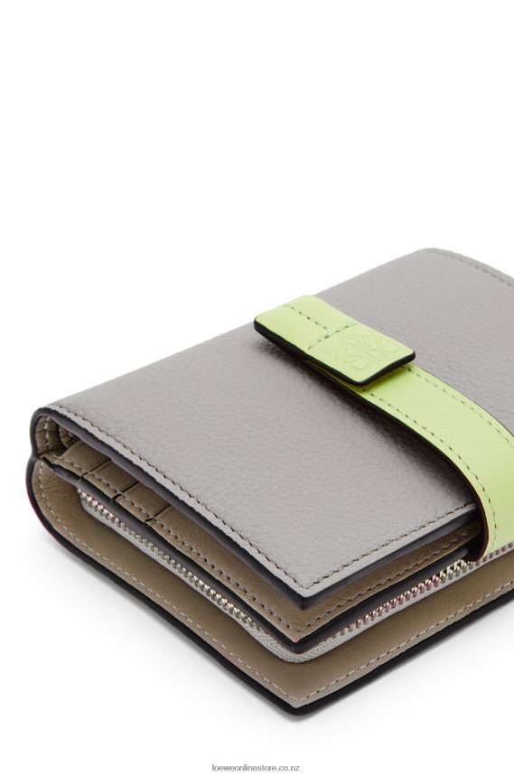 Loewe Women Compact zip wallet in soft grained calfskin Pearl Grey/Light Pale Green LH60R1253