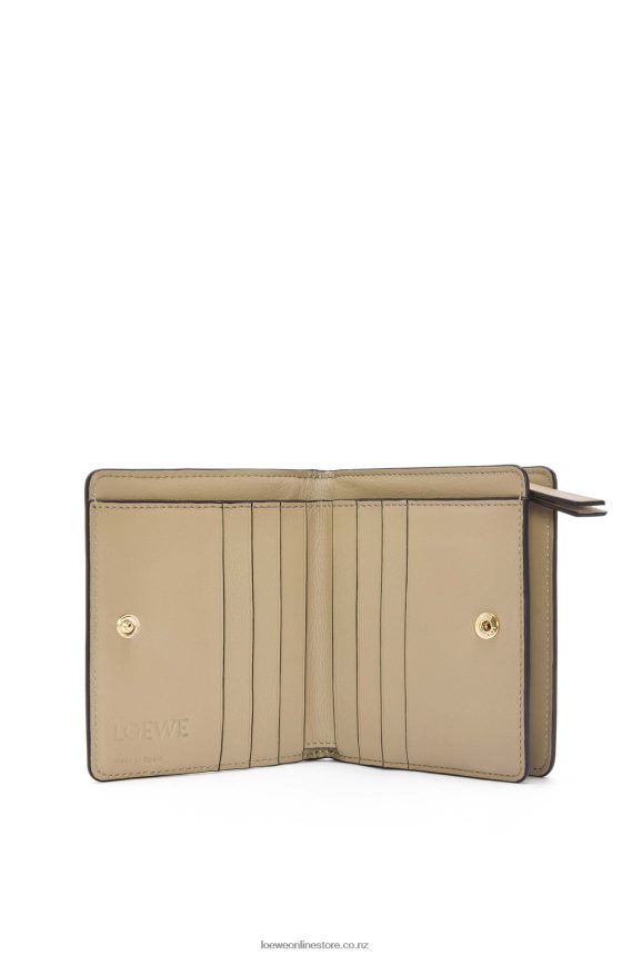 Loewe Women Puzzle compact zip wallet in classic calfskin Clay Green/Butter LH60R1259
