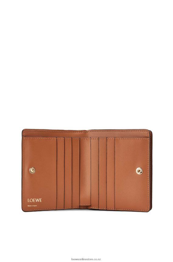 Loewe Women Repeat compact zip wallet in embossed silk calfskin Tan LH60R1281