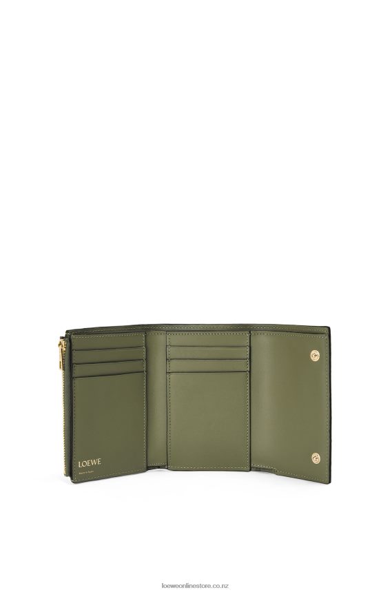 Loewe Women Repeat small vertical wallet in embossed silk calfskin Avocado Green LH60R1279