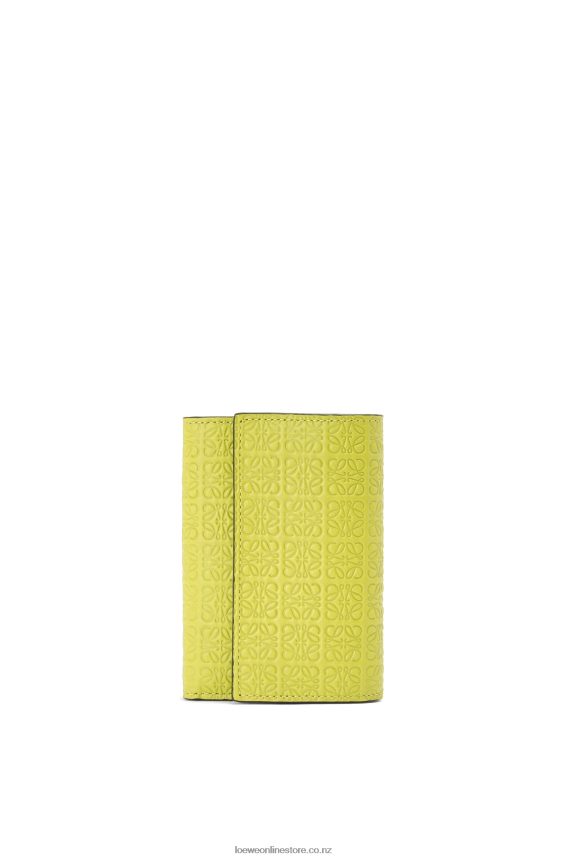 Loewe Women Repeat small vertical wallet in embossed silk calfskin Lime Yellow LH60R1313