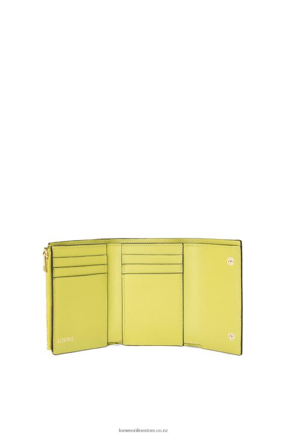 Loewe Women Repeat small vertical wallet in embossed silk calfskin Lime Yellow LH60R1313