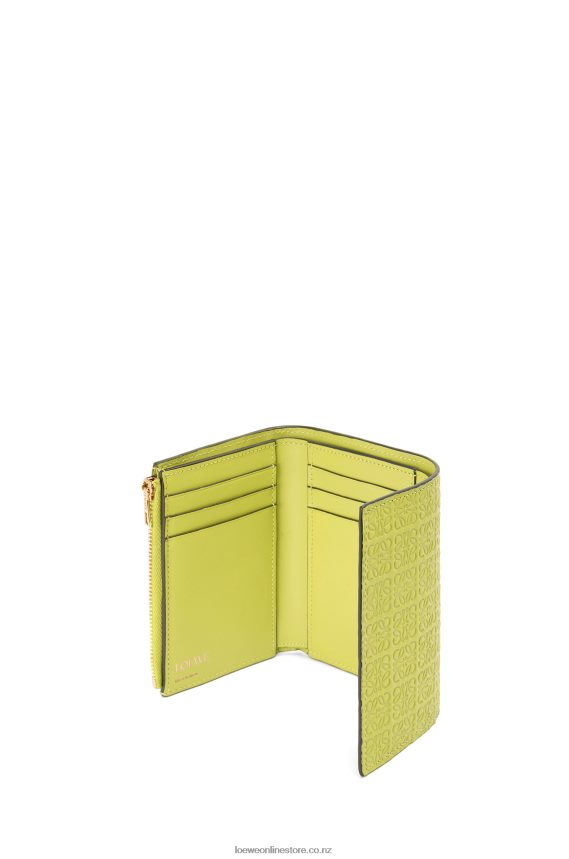 Loewe Women Repeat small vertical wallet in embossed silk calfskin Lime Yellow LH60R1313