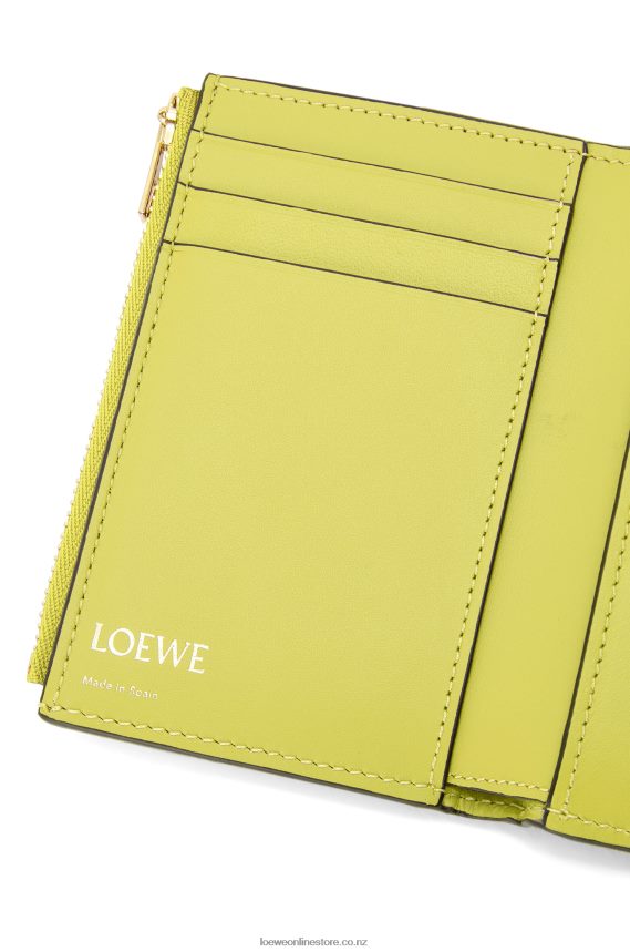 Loewe Women Repeat small vertical wallet in embossed silk calfskin Lime Yellow LH60R1313
