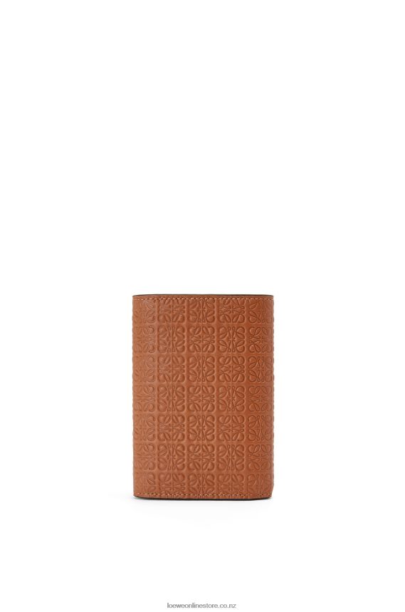 Loewe Women Repeat small vertical wallet in embossed silk calfskin Tan LH60R1280