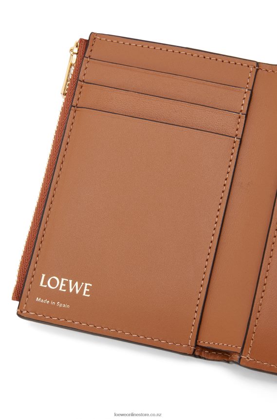 Loewe Women Repeat small vertical wallet in embossed silk calfskin Tan LH60R1280