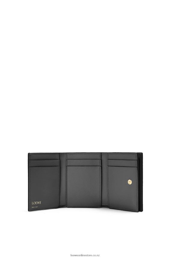 Loewe Women Repeat trifold wallet in embossed silk calfskin Black LH60R1274