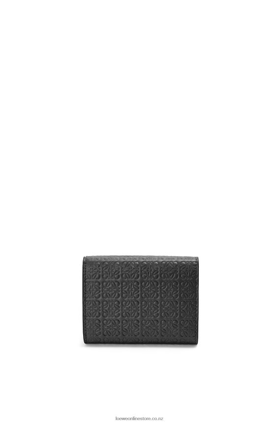 Loewe Women Repeat trifold wallet in embossed silk calfskin Black LH60R1274