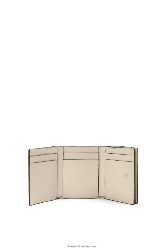 Loewe Women Repeat trifold wallet in embossed silk calfskin Light Oat LH60R1271