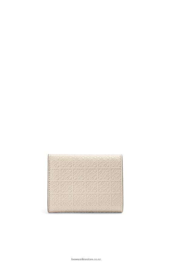 Loewe Women Repeat trifold wallet in embossed silk calfskin Light Oat LH60R1271