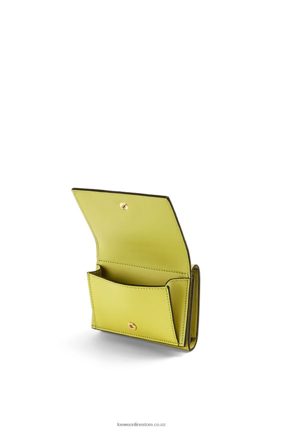 Loewe Women Repeat trifold wallet in embossed silk calfskin Lime Yellow LH60R1317