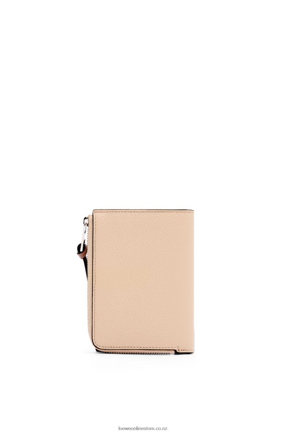 Loewe Women Slim zip bifold wallet in soft grained calfskin Nude/Citronelle LH60R1298