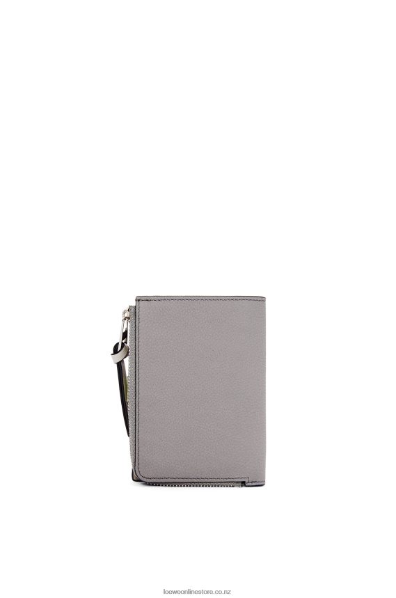 Loewe Women Slim zip bifold wallet in soft grained calfskin Pearl Grey/Light Pale Green LH60R1251