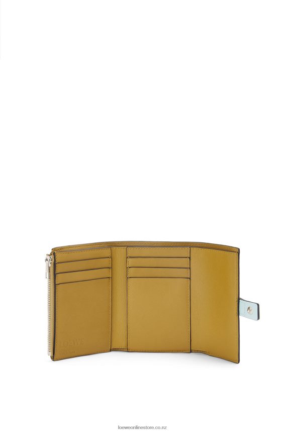 Loewe Women Small vertical wallet in soft grained calfskin Crystal Blue/Lime Yellow LH60R1309