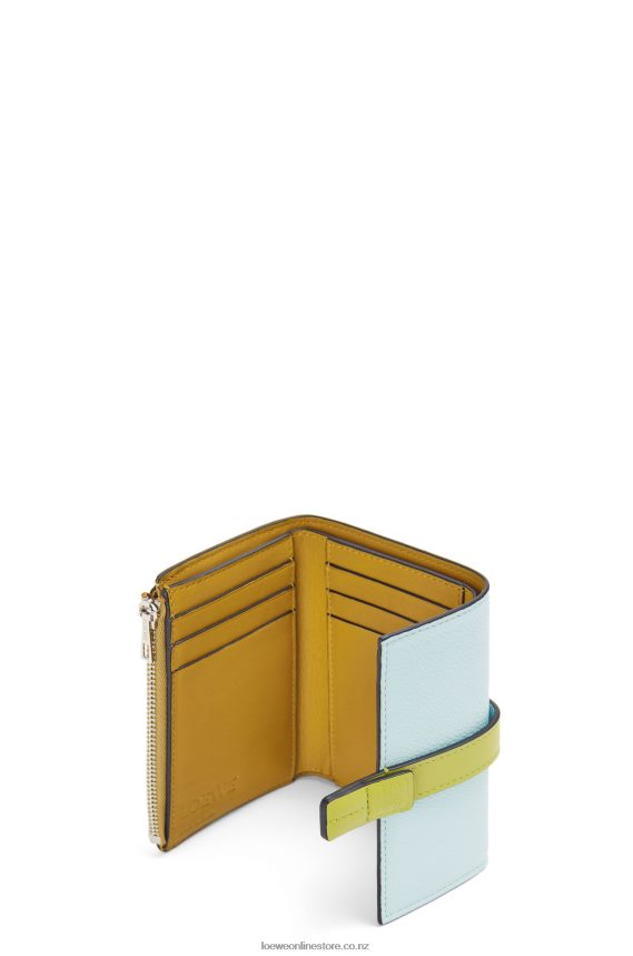 Loewe Women Small vertical wallet in soft grained calfskin Crystal Blue/Lime Yellow LH60R1309