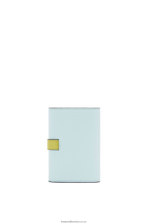 Loewe Women Small vertical wallet in soft grained calfskin Crystal Blue/Lime Yellow LH60R1309