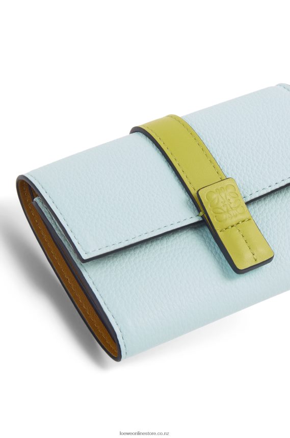 Loewe Women Small vertical wallet in soft grained calfskin Crystal Blue/Lime Yellow LH60R1309