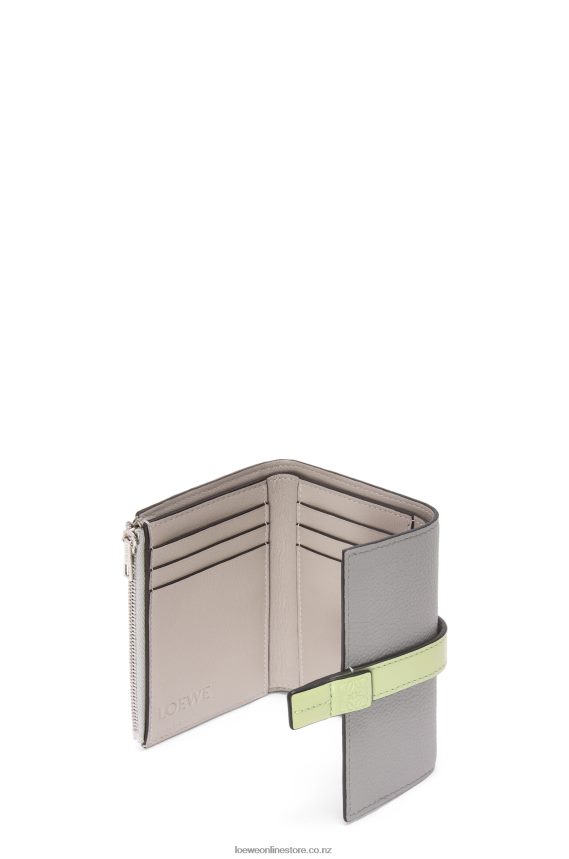 Loewe Women Small vertical wallet in soft grained calfskin Pearl Grey/Light Pale Green LH60R1252