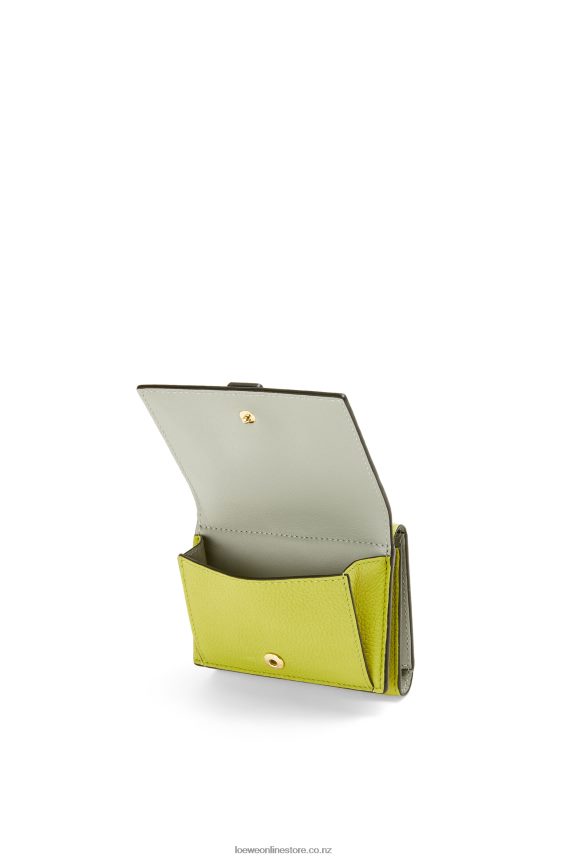 Loewe Women Trifold wallet in soft grained calfskin Lime Yellow/Avocado Green LH60R1311