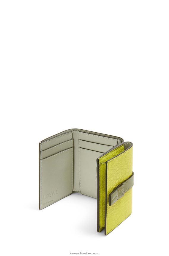 Loewe Women Trifold wallet in soft grained calfskin Lime Yellow/Avocado Green LH60R1311