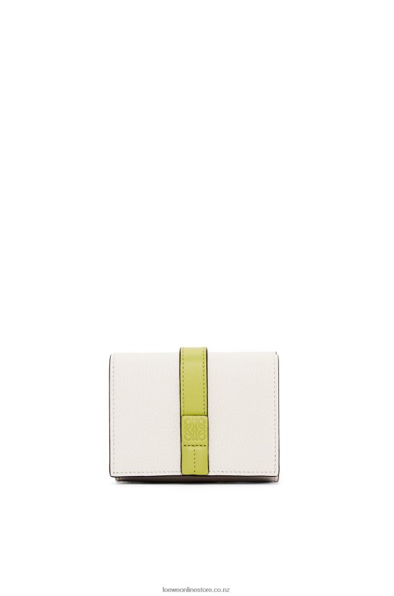 Loewe Women Trifold wallet in soft grained calfskin Soft White/Lime Yellow LH60R1227
