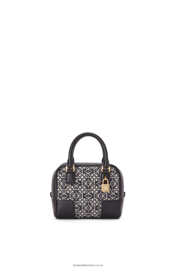 Loewe Women Amazona 16 Square bag in Anagram jacquard and calfskin Navy/Black LH60R139