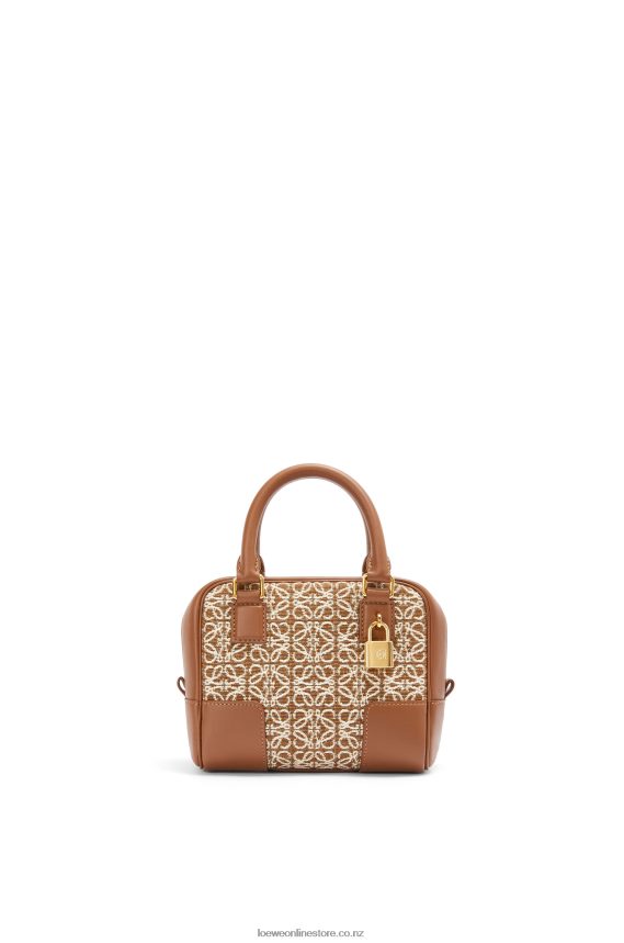 Loewe Women Amazona 16 Square bag in Anagram jacquard and calfskin Tan/Pecan LH60R163