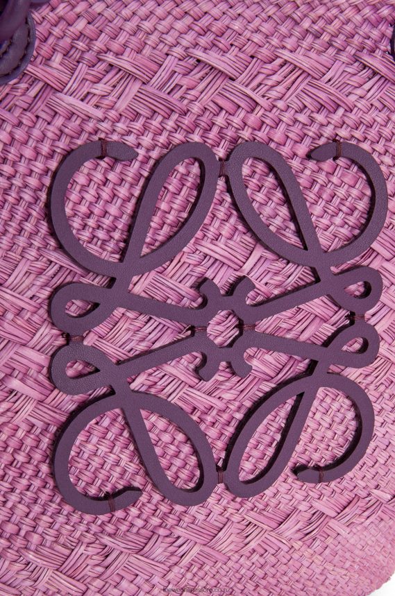 Loewe Women Anagram Basket bag in iraca palm and calfskin Purple LH60R83