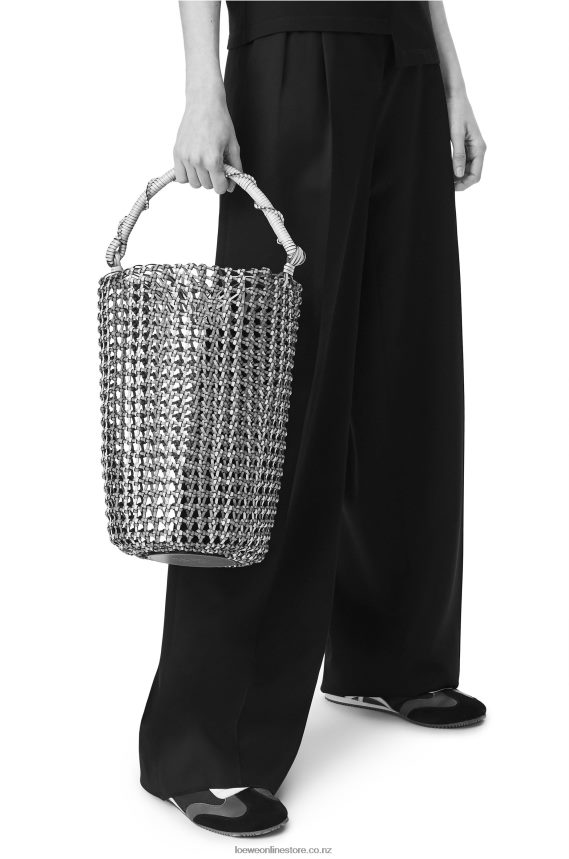 Loewe Women Bucket Mesh bag in calfskin Tan/Yellow LH60R183