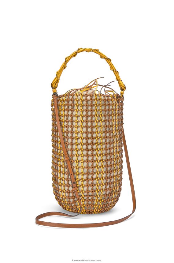 Loewe Women Bucket Mesh bag in calfskin Tan/Yellow LH60R183